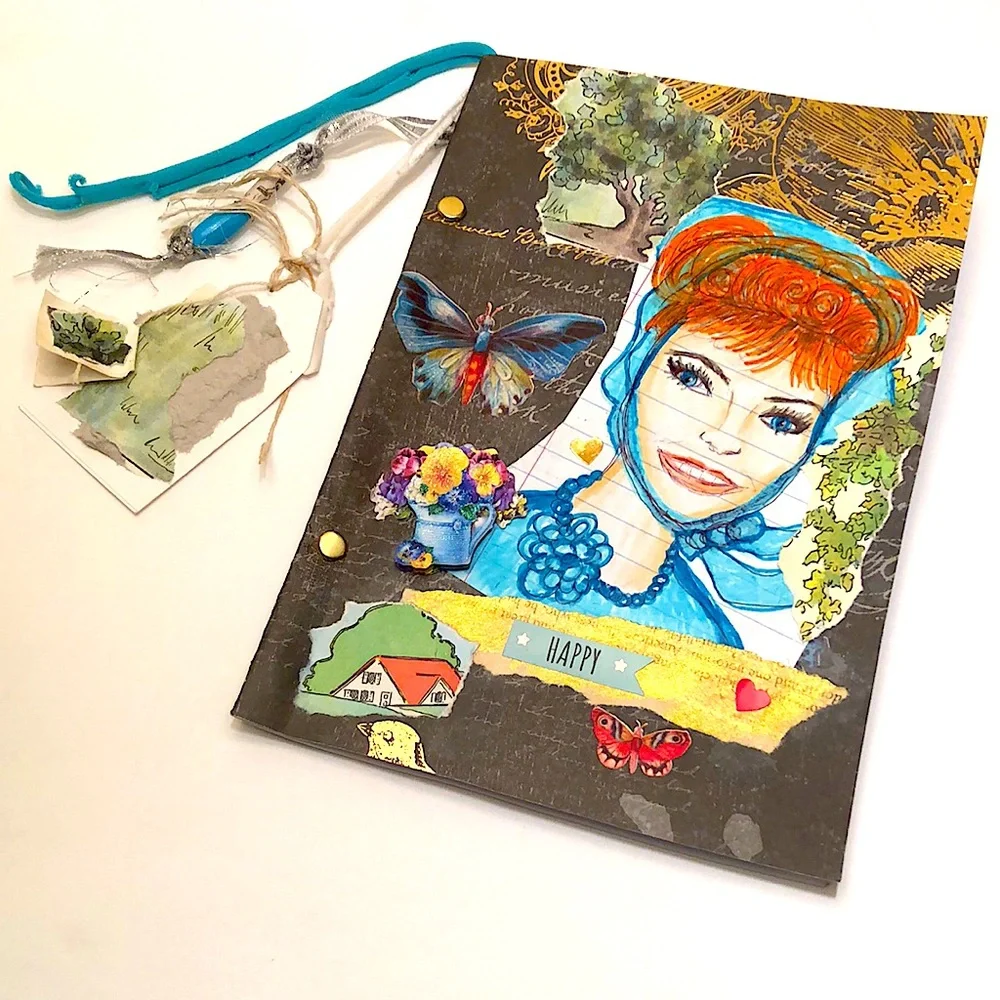 NWT of a kind handmade happy friendship&fashion art journal notebook 📓🦋💕